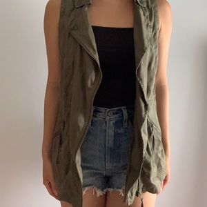 Long military green vest